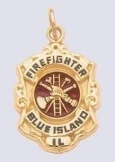 Blue Island Fire Department Badge 14K