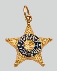 Evergreen Park Police Department Badge "Chief" 14kt Gold Pendant