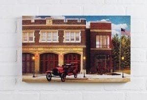 Lighted Fire Station Canvas