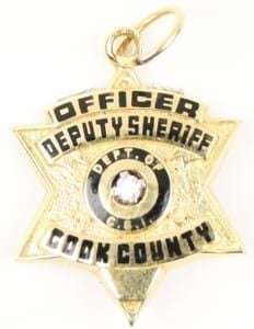 Cook County Deputy Sheriff Officer Badge 14kt Gold Pendant