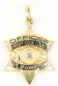 Cook County Department of Corrections Officer Badge 14kt Gold Pendant