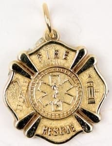 Fire Rescue Gold Charm Maltese Cross