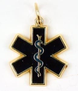 EMS Gold Charm with Blue Inlay