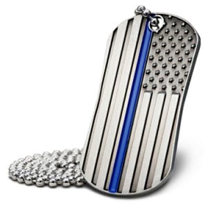 Thin Blue Line Law Enforcement Dog Tag Necklace-Matthew 5:9