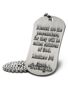 Thin Blue Line Law Enforcement Dog Tag Necklace-Matthew 5:9 - Image 2