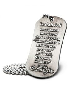 Thin Red Line Firefighter Silver Dog Tag Necklace-Isaiah 6:8 - Image 2