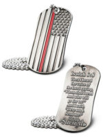 Thin Red Line Firefighter Silver Dog Tag Necklace-Isaiah 6:8 - Image 3