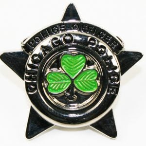 Chicago Police Silver Star Shamrock Lapel Pin