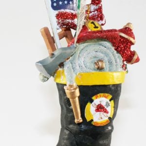 Fireman Boot with Gear Dangle Ornament