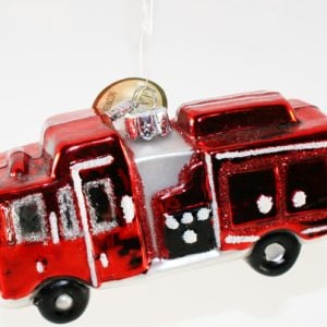Glass Firetruck Ornament