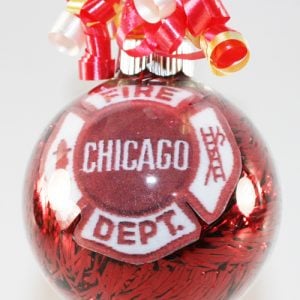 Glass Chicago Fire Department Ball Ornament