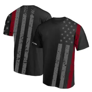 Thin Blue Line USA - All Over Print Thin Red Line Flag Moisture Wicking T-Shirt