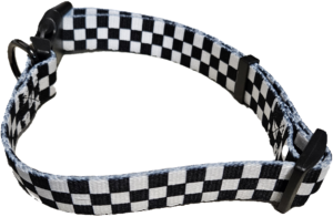 Deep Midnight Blue Checkerboard Dog Collar - Image 3