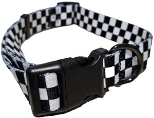 Deep Midnight Blue Checkerboard Dog Collar