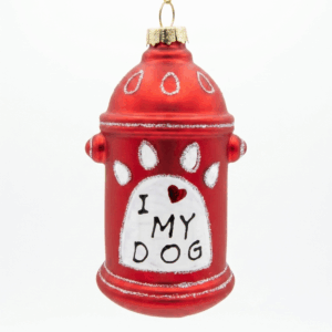 "I Love my dog" fire hydrant ornament